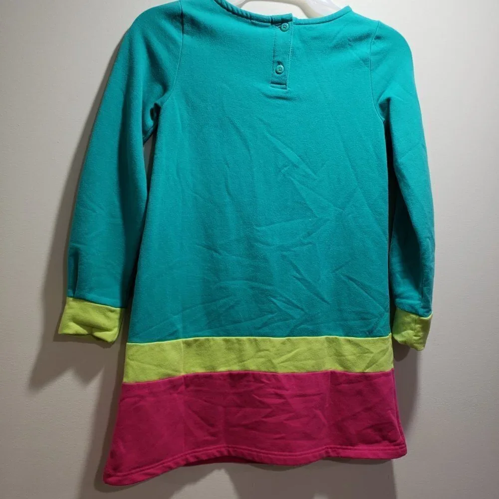 Gymboree Girls’ Size 8 Colorful Long Sleeve Dress – Button Back Design